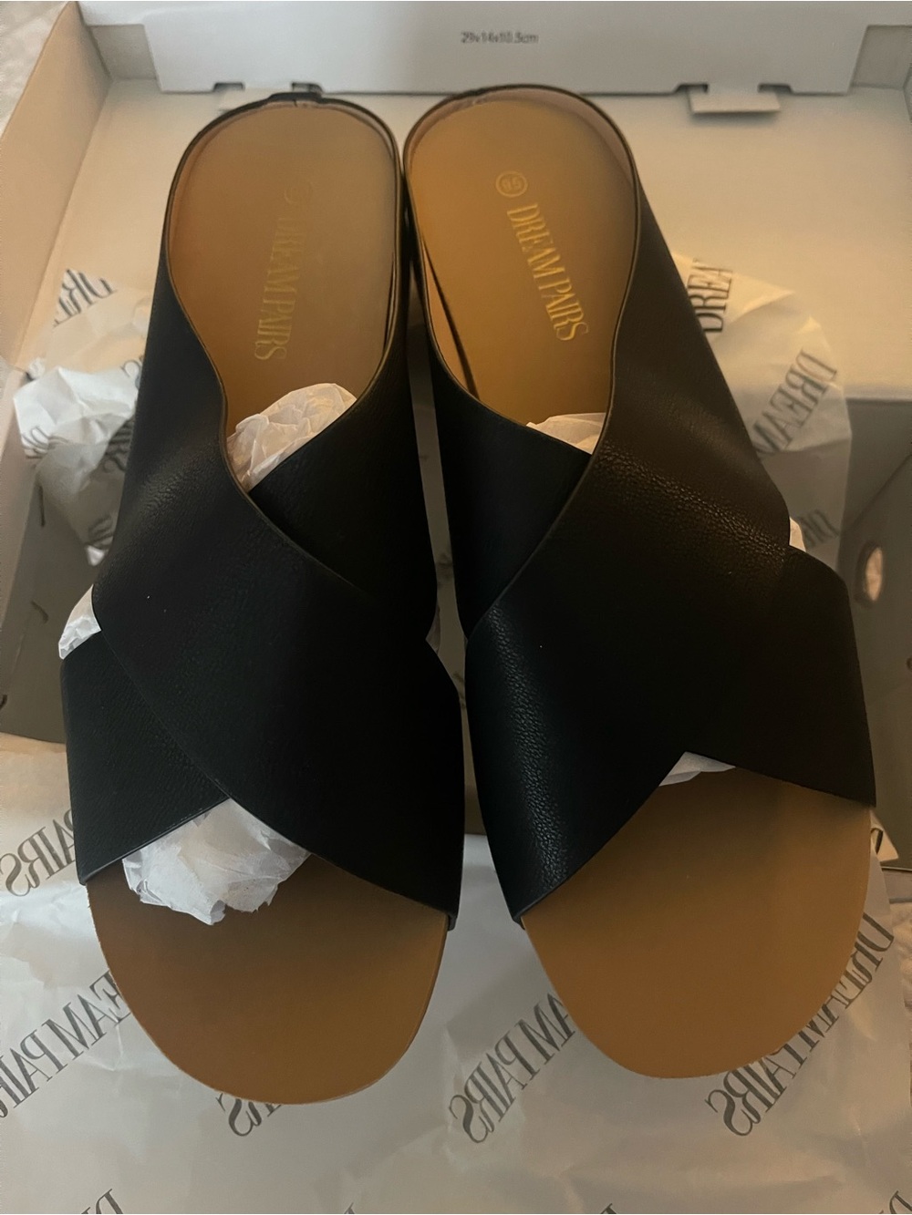 Dream Pairs Black Crossover Slide Sandals Size 9.5